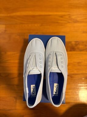 Keds Chillax Twill Slip-On Canvas Sneakers in Pale Blue with Blue Insole